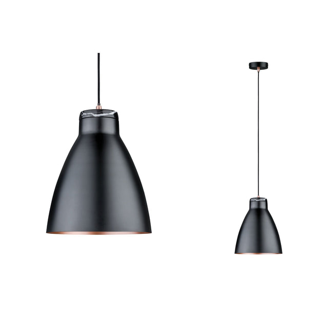 Neordic Pendelleuchte Roald E27 max. 20W Schwarz matt/Kupfer matt dimmbar Metall/Marmor