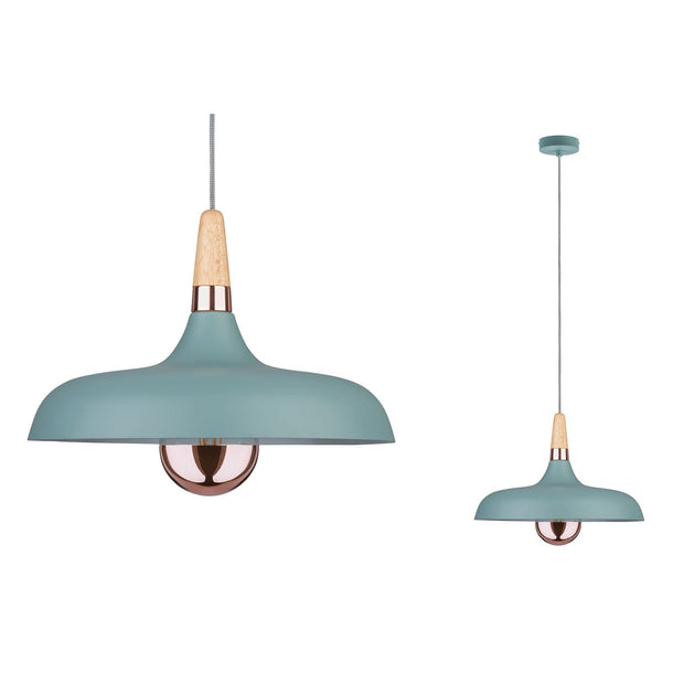 Pendelleuchte Juna E27 max. 20W Softgruen/Kupfer/Holz dimmbar Metall/Holz