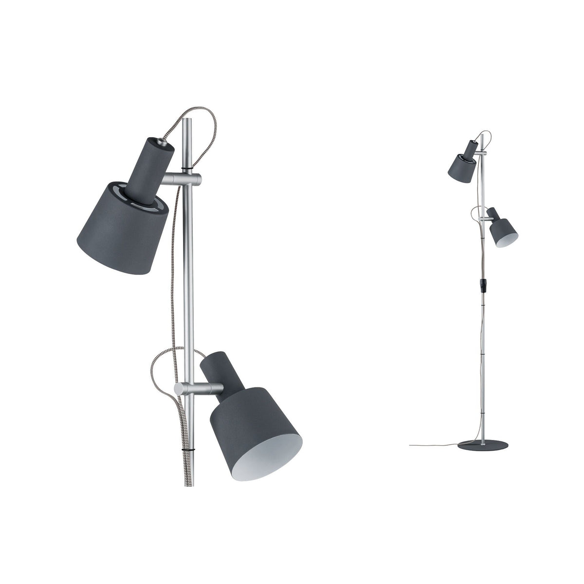 Neordic Stehleuchte Haldar E14 max. 2x20W Dunkelgrau/Chrom matt Metall