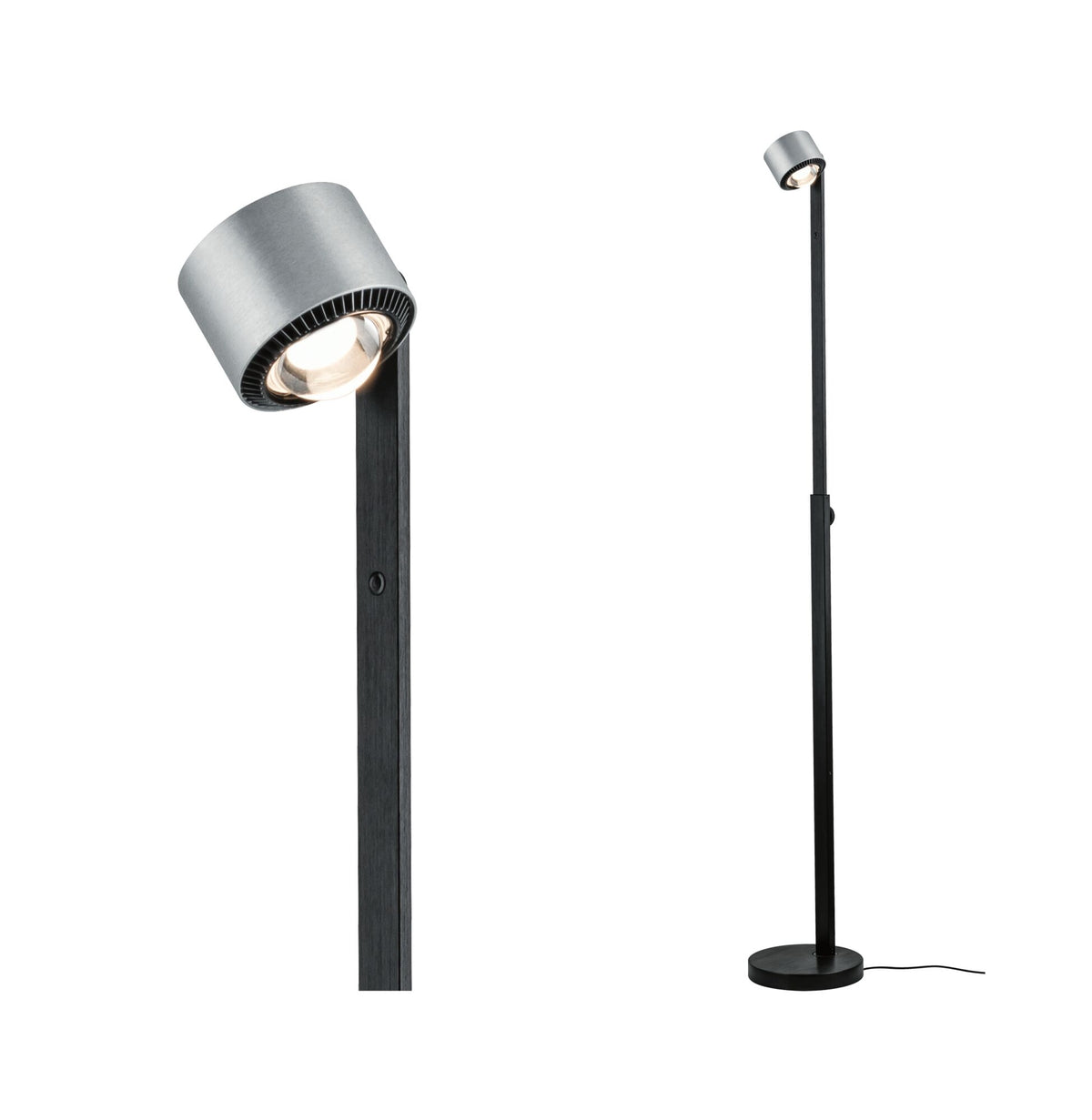 LED Stehleuchte Aldan 2700K 740lm / 473lm 8,5W / 7W Schwarz/Alu gebuerstet
