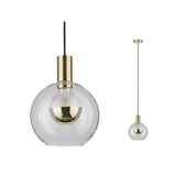Neordic Pendelleuchte Esben E27 max. 20W Klar/Messing gebuerstet dimmbar Glas/Metall
