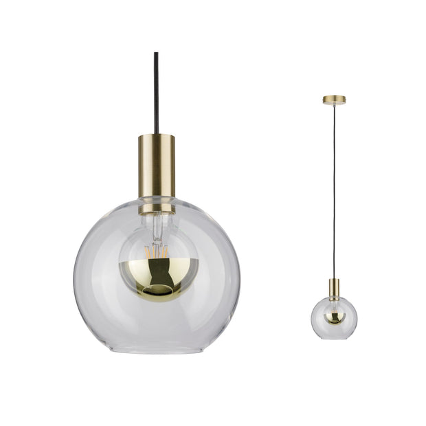 Neordic Pendelleuchte Esben E27 max. 20W Klar/Messing gebuerstet dimmbar Glas/Metall