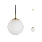 Neordic Pendelleuchte Menja E27 max. 20W Weiss/Messing gebuerstet dimmbar Glas/Metall