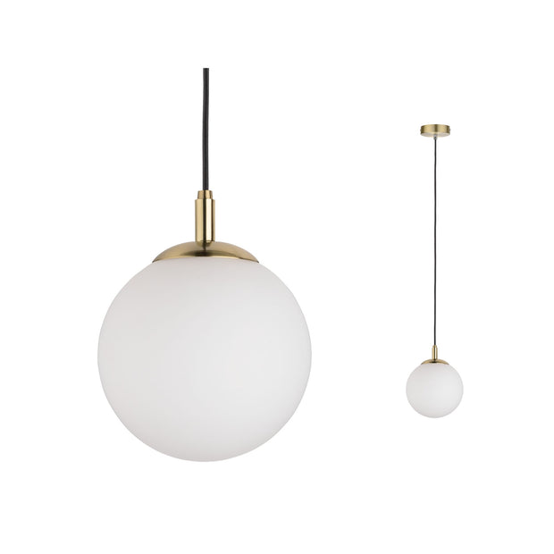 Neordic Pendelleuchte Menja E27 max. 20W Weiss/Messing gebuerstet dimmbar Glas/Metall