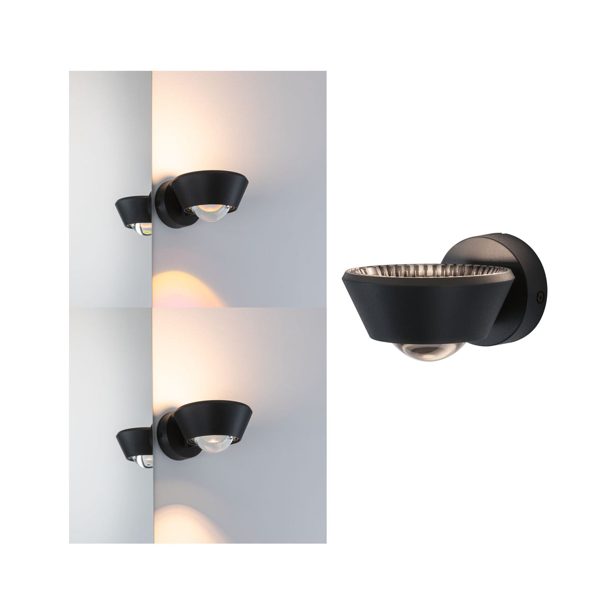 LED Wandleuchte Sabik IP44 2700K 390lm / 258lm 230V 9W / 4,5W dimmbar Schwarz