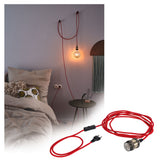 Neordic Pendelleuchte Eldar inkl. Stecker E27 max. 20W Rot/Nickel gebuerstet dimmbar Metall