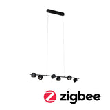 LED Pendelleuchte Smart Home Zigbee 3.0 Pane 2700K 6x450lm 6x6W Schwarz dimmbar