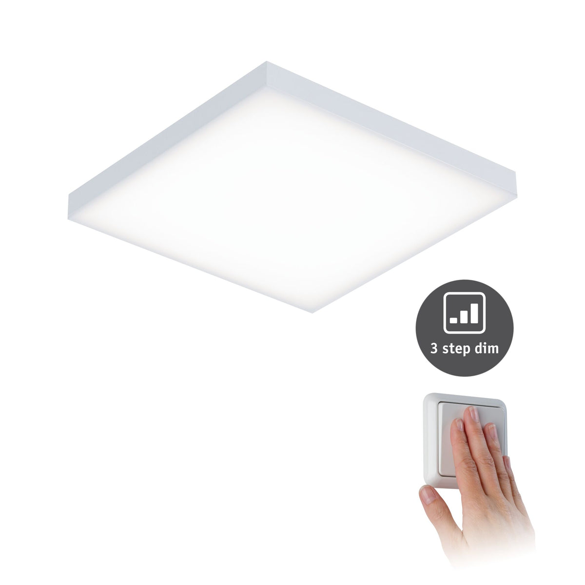 LED Panel 3-Step-Dim Velora eckig 225x225mm 12W 1200lm 3000K Weiss dimmbar