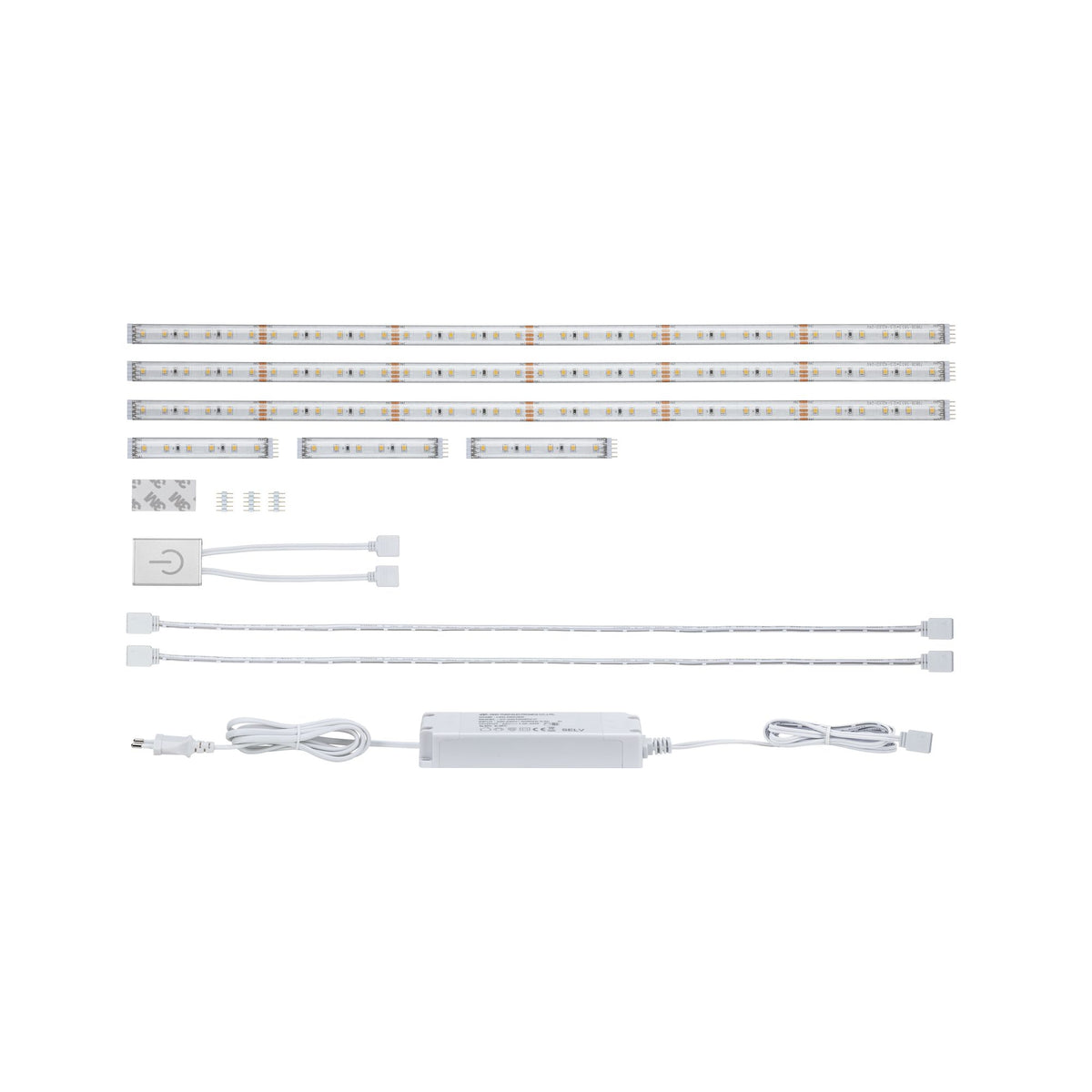 MaxLED 500 LED Strip Basisset Kuechenset 3x 1,8m beschichtet 3x3,1W / 3x0,6W 172lm/m 2700K 20VA