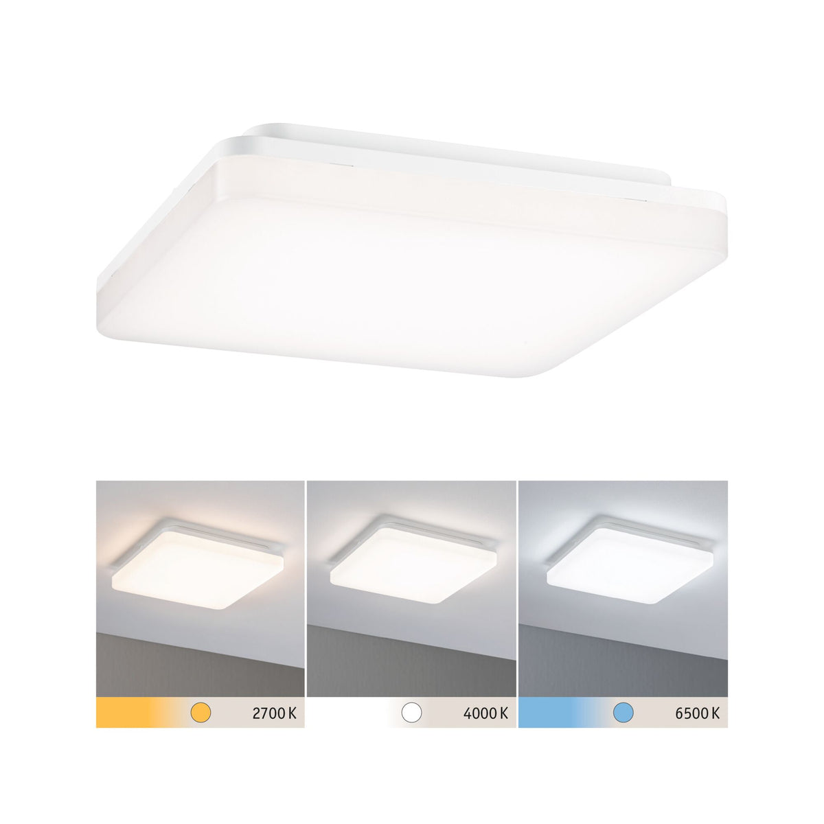 LED Panel Cela IP44 eckig 280x280mm 15,5W 1650lm White Switch Weiss matt