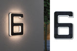 Solar LED Hausnummernleuchte inkl. wechselbarer Akku Nummer 6 IP44 3000K 6lm Schwarz