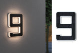 Solar LED Hausnummernleuchte inkl. wechselbarer Akku Nummer 9 IP44 3000K 6lm Schwarz