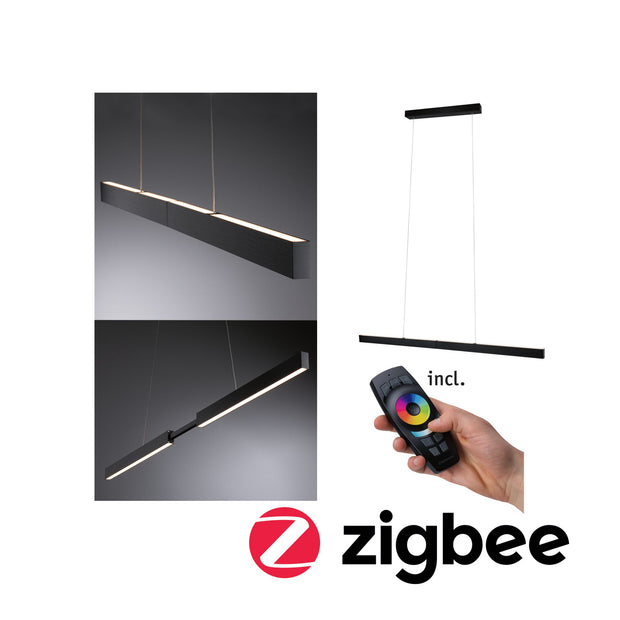 LED Pendelleuchte Smart Home Zigbee 3.0 Aptare 2700K dimmbar 2x2400lm 2x18W Schwarz gebuerstet