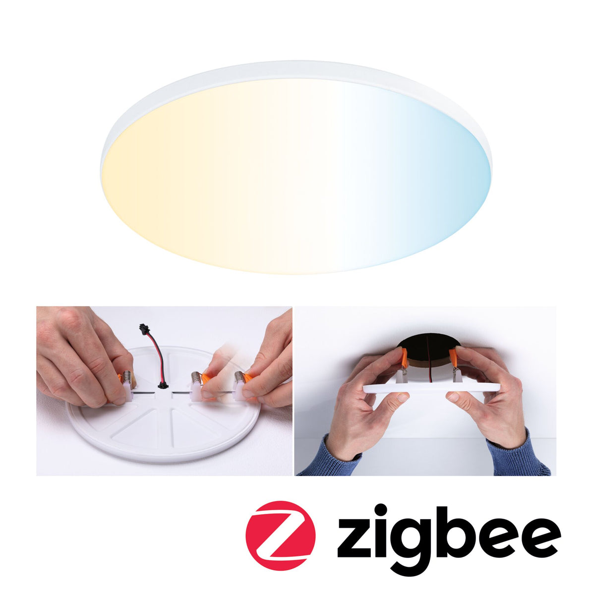 VariFit LED Einbaupanel Smart Home Zigbee 3.0 Veluna Edge IP44 rund 160mm 15,5W 1000lm Tunable White Weiss dimmbar