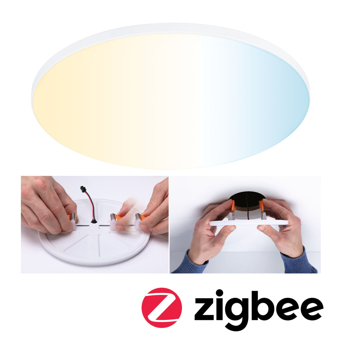 VariFit LED Einbaupanel Smart Home Zigbee 3.0 Veluna Edge IP44 rund 200mm 18W 1400lm Tunable White Weiss dimmbar