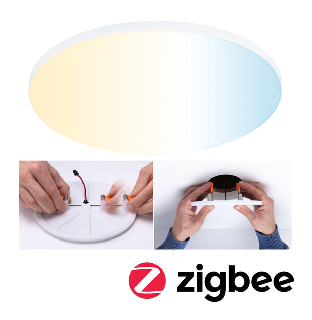 VariFit LED Einbaupanel Smart Home Zigbee 3.0 Veluna Edge IP44 rund 200mm 18W 1400lm Tunable White Weiss dimmbar