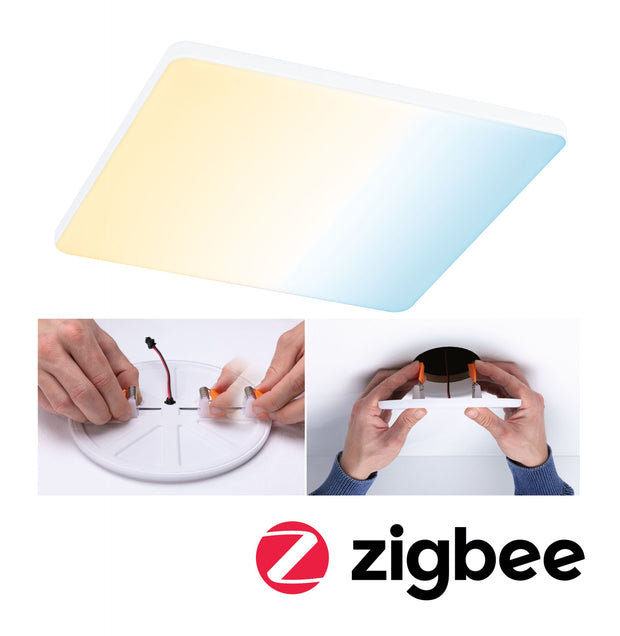 VariFit LED Einbaupanel Smart Home Zigbee 3.0 Veluna Edge IP44 eckig 200x200mm 18W 1400lm Tunable White Weiss dimmbar