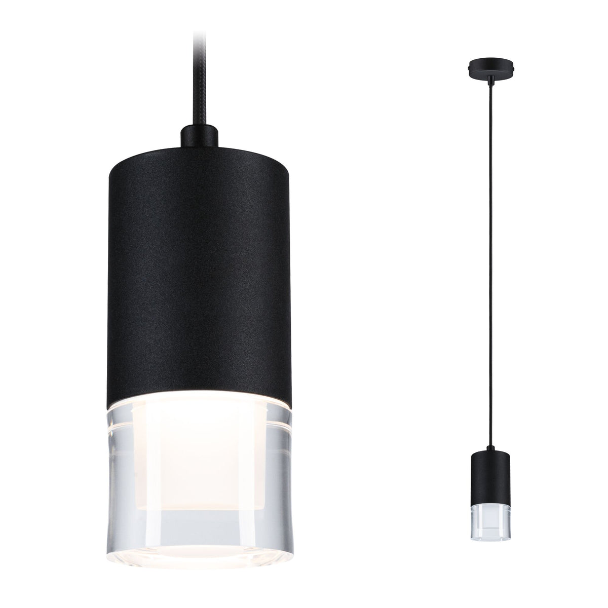 LED Pendelleuchte Kame 9W Klar/Schwarz matt
