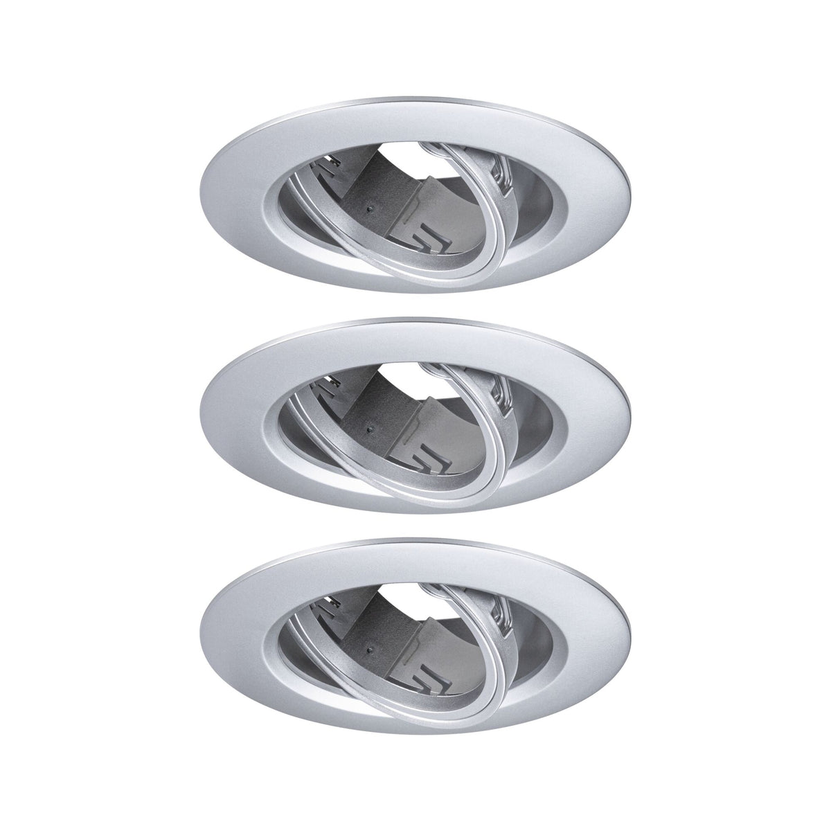 Einbauleuchte 3er-Set schwenkbar rund 90mm 30 Grad GU10 max. 3x10W 230V dimmbar Chrom matt