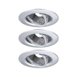 Einbauleuchte 3er-Set schwenkbar rund 90mm 30 Grad GU10 max. 3x10W 230V dimmbar Chrom matt