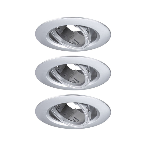 Einbauleuchte 3er-Set schwenkbar rund 90mm 30 Grad GU10 max. 3x10W 230V dimmbar Chrom matt