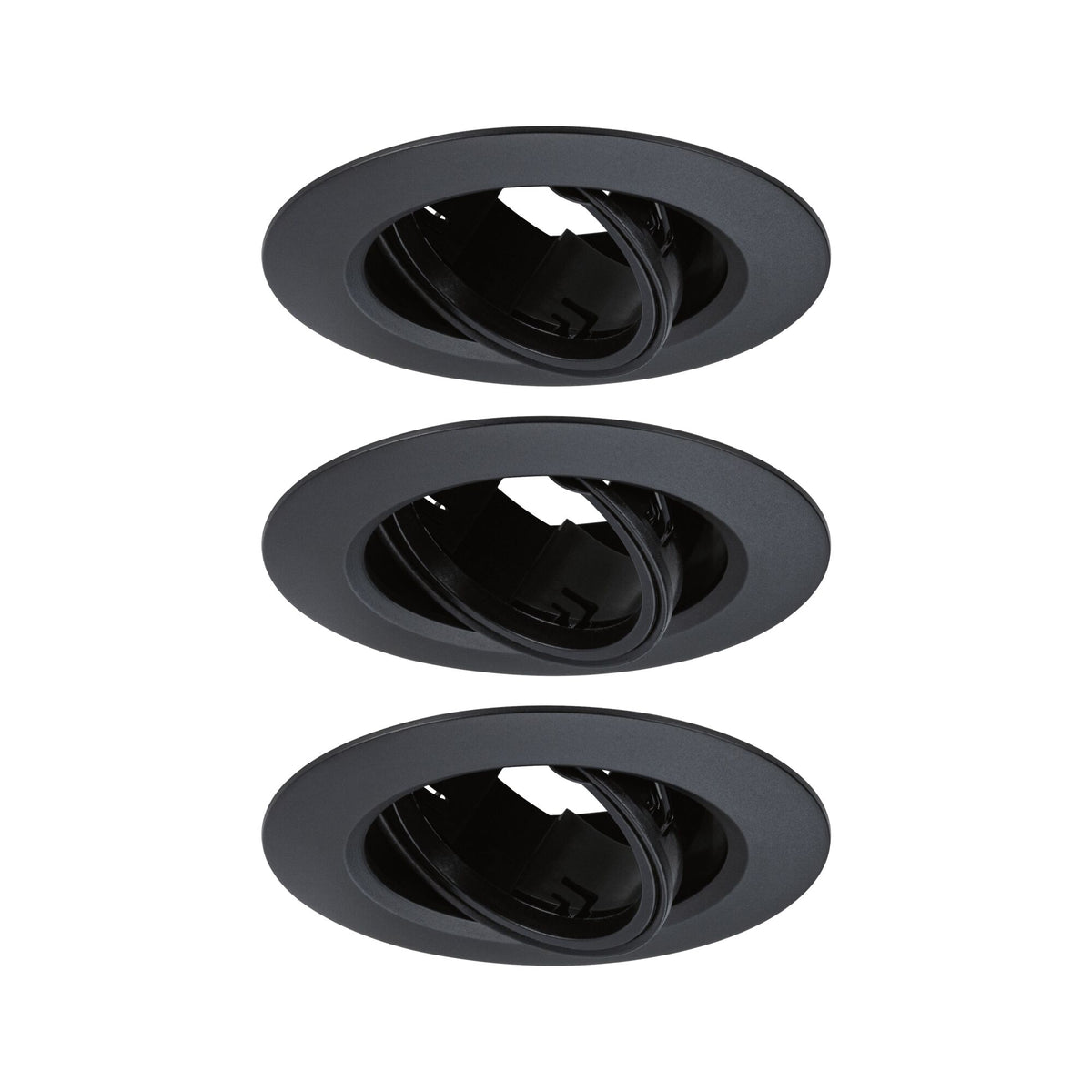 Einbauleuchte 3er-Set schwenkbar rund 90mm 30 Grad GU10 max. 3x10W 230V dimmbar Schwarz
