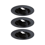Einbauleuchte 3er-Set schwenkbar rund 90mm 30 Grad GU10 max. 3x10W 230V dimmbar Schwarz