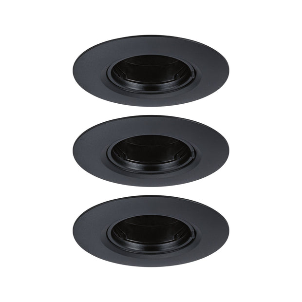 Einbauleuchte 3er-Set starr rund 90mm GU10 max. 3x10W 230V dimmbar Schwarz