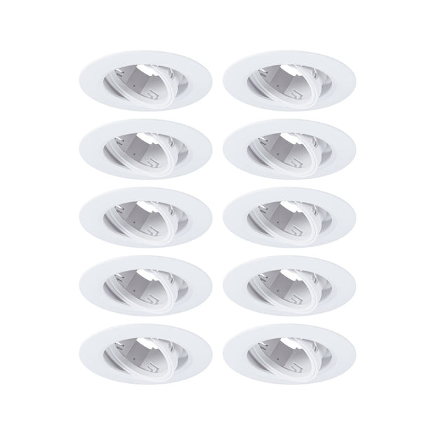 Einbauleuchte 10er-Set schwenkbar rund 90mm 30 Grad GU10 max. 10x10W 230V dimmbar Weiss