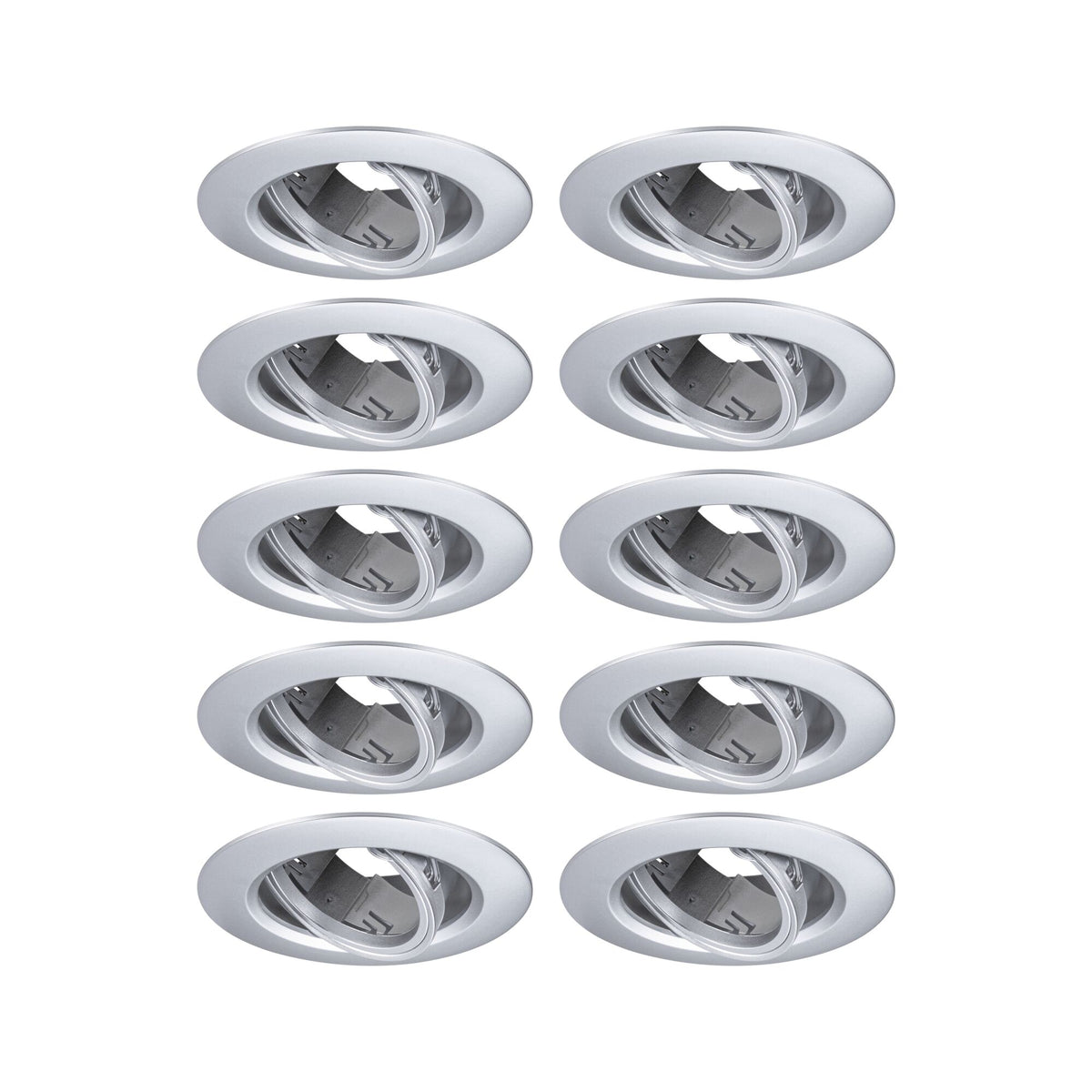 Einbauleuchte 10er-Set schwenkbar rund 90mm 30 Grad GU10 max. 10x10W 230V dimmbar Chrom matt