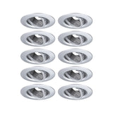 Einbauleuchte 10er-Set schwenkbar rund 90mm 30 Grad GU10 max. 10x10W 230V dimmbar Chrom matt