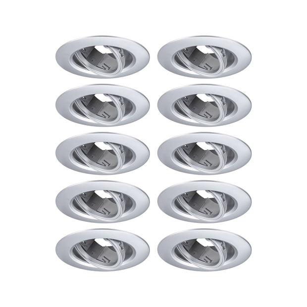 Einbauleuchte 10er-Set schwenkbar rund 90mm 30 Grad GU10 max. 10x10W 230V dimmbar Chrom matt