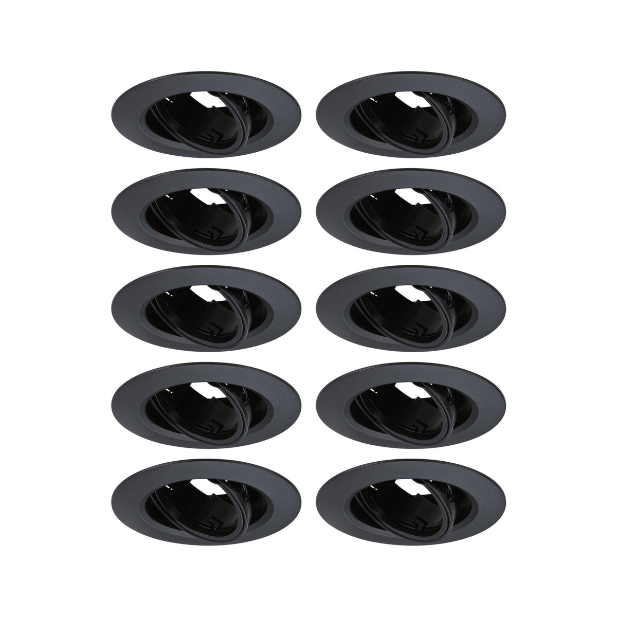 Einbauleuchte 10er-Set schwenkbar rund 90mm 30 Grad GU10 max. 10x10W 230V dimmbar Schwarz
