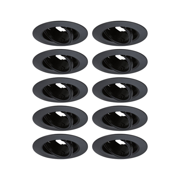 Einbauleuchte 10er-Set schwenkbar rund 90mm 30 Grad GU10 max. 10x10W 230V dimmbar Schwarz