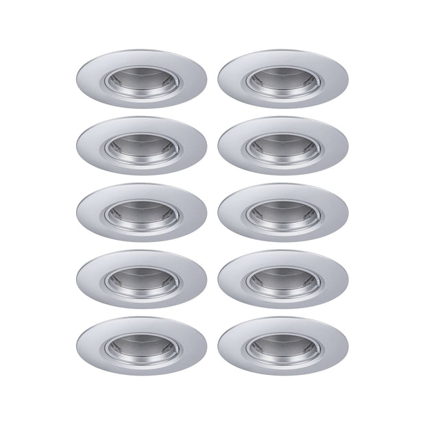 Einbauleuchte 10er-Set starr rund 90mm GU10 max. 10x10W 230V dimmbar Chrom matt