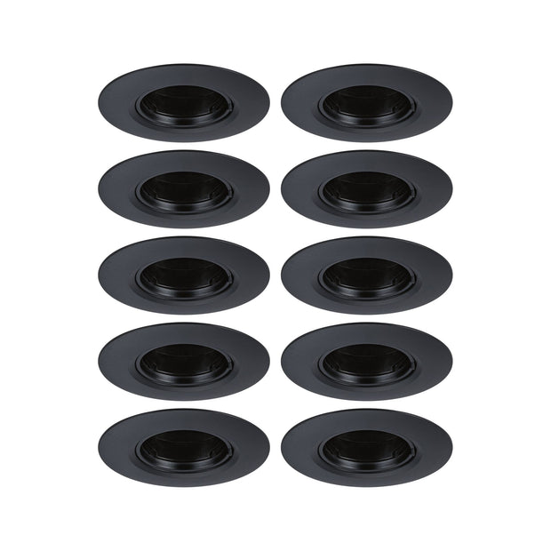 Einbauleuchte 10er-Set starr rund 90mm GU10 max. 10x10W 230V dimmbar Schwarz