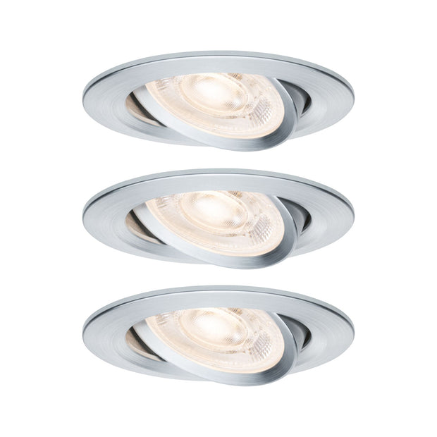 LED Einbauleuchte Nova GU10 Flat schwenkbar 3x4,9W 3x550lm 230V 2700K Alu gedreht