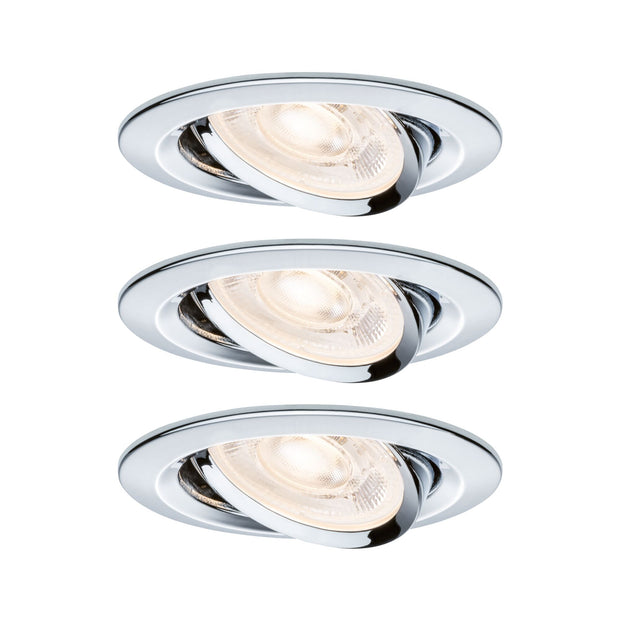LED Einbauleuchte Nova GU10 Flat schwenkbar 3x4,9W 3x550lm 230V 2700K Chrom