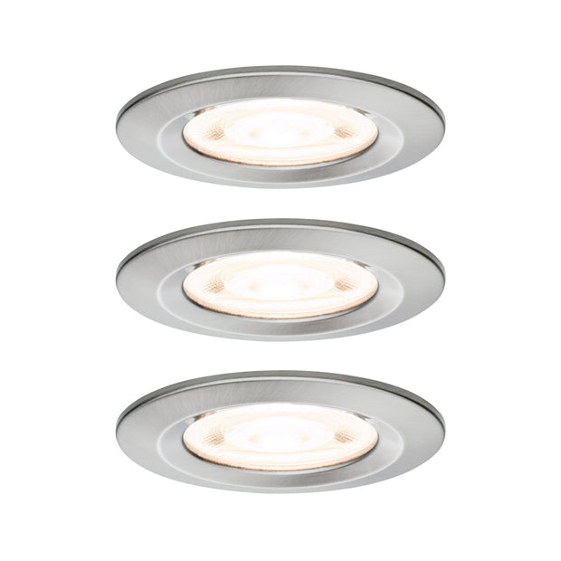 LED Einbauleuchte Nova GU10 Flat starr IP44 3x4,9W 3x550lm 230V 2700K Eisen gebuerstet