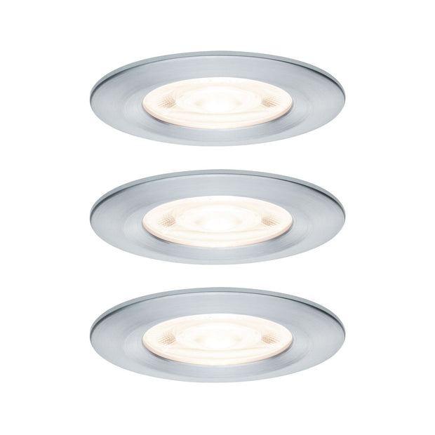 LED Einbauleuchte Nova GU10 Flat starr IP44 3x4,9W 3x550lm 230V 2700K Alu gedreht