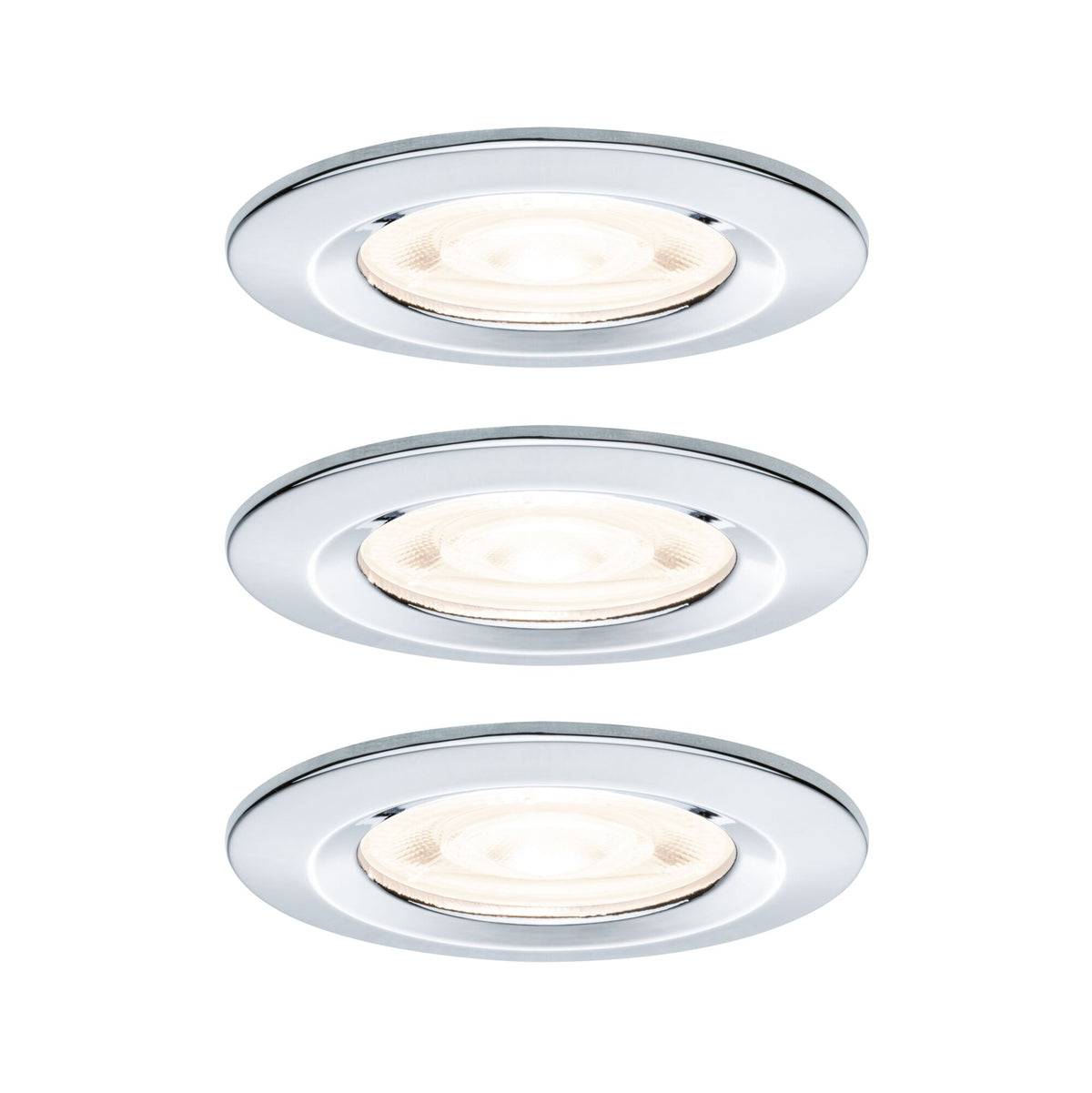LED Einbauleuchte Nova GU10 Flat starr IP44 3x4,9W 3x550lm 230V 2700K Chrom