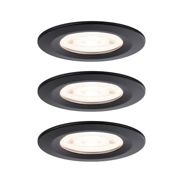 LED Einbauleuchte Nova GU10 Flat starr IP44 3x4,9W 3x550lm 230V 2700K Schwarz matt