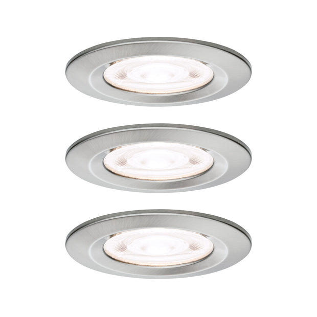 LED Einbauleuchte Nova GU10 Flat starr IP44 3x4,9W 3x550lm 230V 4000K Eisen gebuerstet