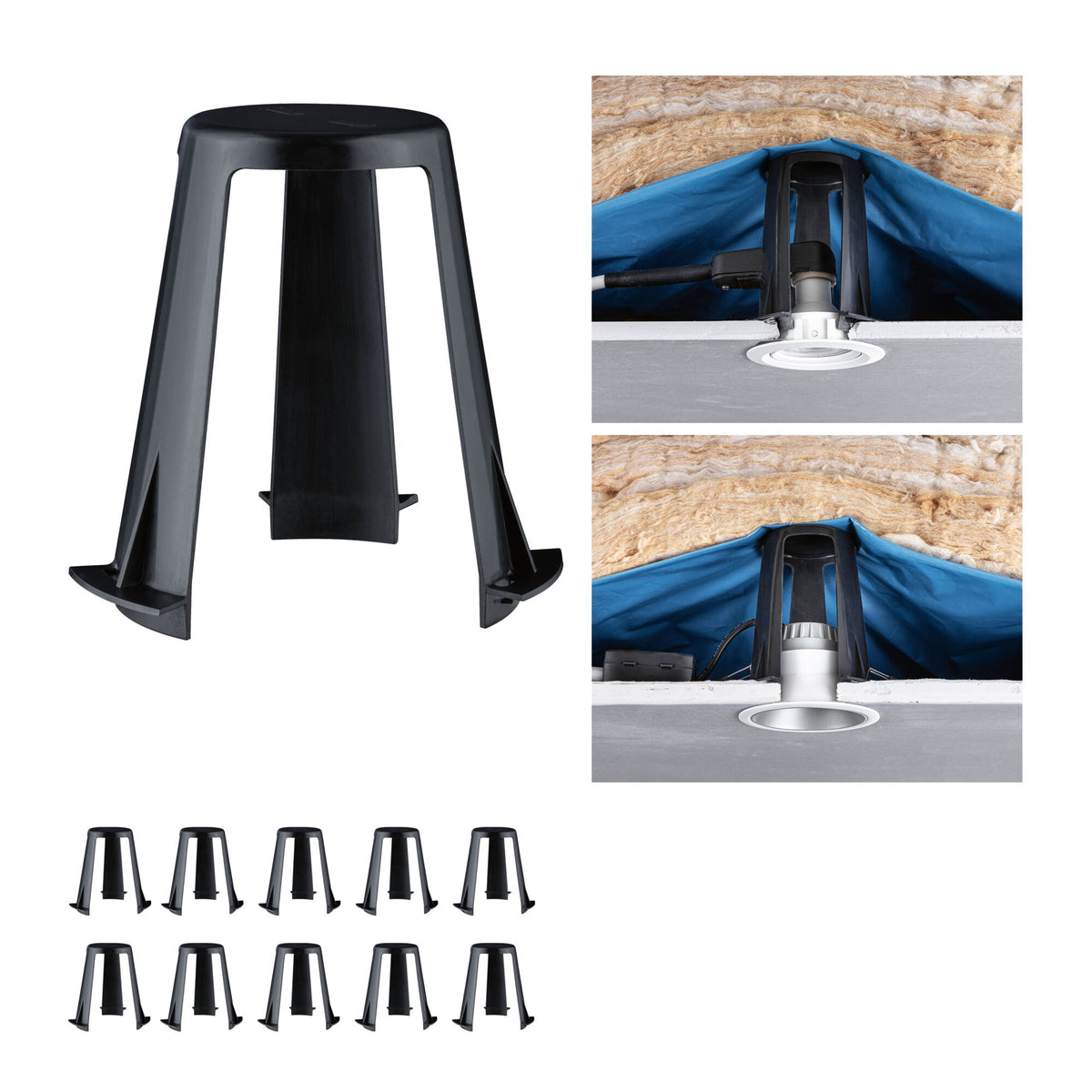 Einbauleuchten Zubehoer Abstandshalter fuer Einbauleuchten 62 - 90mm 10er-Set Schwarz