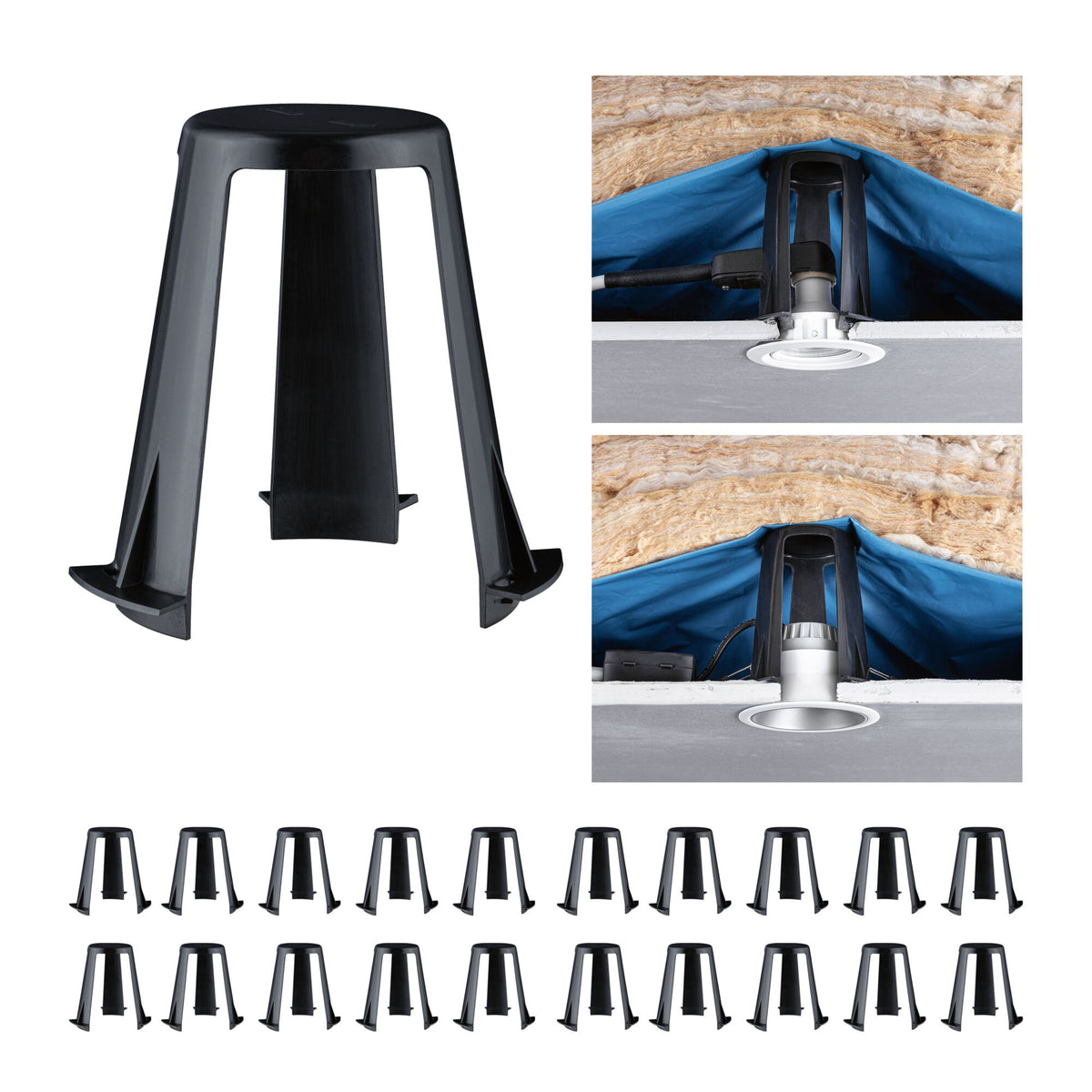 Einbauleuchten Zubehoer Abstandshalter fuer Einbauleuchten 62 - 90mm 20er-Set Schwarz