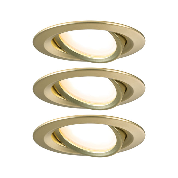 LED Einbauleuchte 3-Step-Dim Nova Coin 3-Step-Dim Basisset schwenkbar rund 84mm 50 Grad Coin 3x6W 3x470lm 230V dimmbar 2700K Gold matt