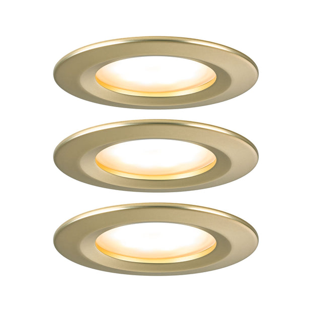 LED Einbauleuchte 3-Step-Dim Nova Coin Basisset starr IP44 rund 74mm Coin 3x6W 3x470lm 230V dimmbar 2700K Gold matt