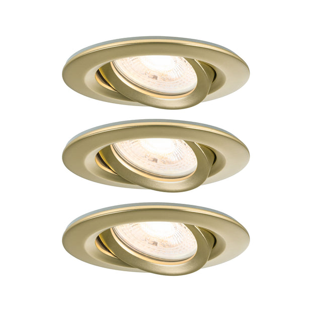 LED Einbauleuchte Nova Plus 3er-Set IP65 rund 93mm 30 Grad GU10 3x6W 3x460lm 230V dimmbar 2700K Gold matt