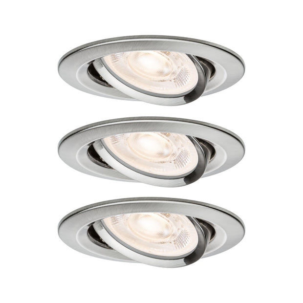 LED Einbauleuchte Nova Plus GU10 Flat IP65 93mm 3x4,9W 3x550lm 230V dimmbar 2700K Eisen gebuerstet