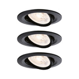 LED Einbauleuchte Nova Plus GU10 Flat IP65 93mm 3x4,9W 3x550lm 230V dimmbar 2700K Schwarz matt